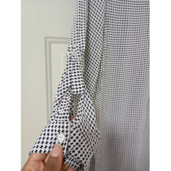Grand & Greene Shirt S Houndstooth Pattern Womens Black & White Button-Up - Picture 6 of 10